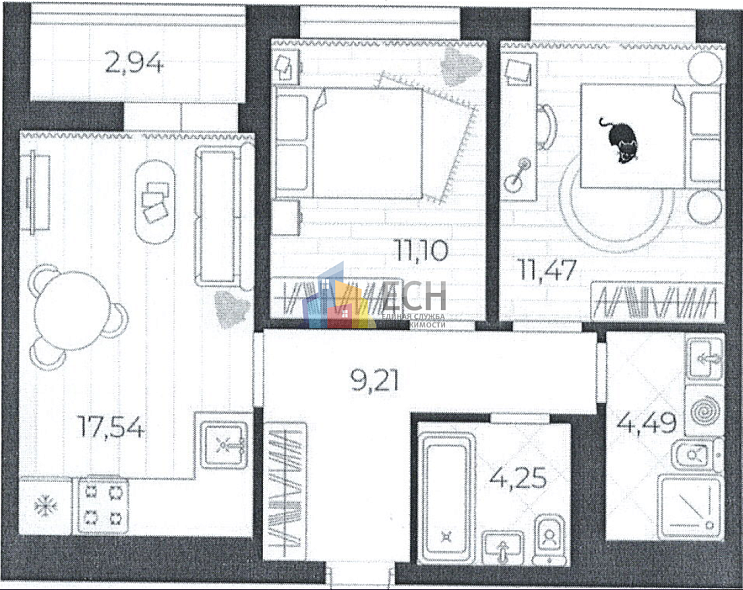 Продажа 2 комнатной квартиры, 56.8 м2, обл. Тульская, г. посёлок Петровский, Шоссейный проезд, 25к2 19