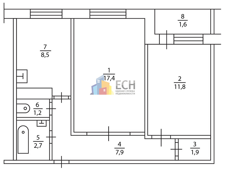 Продажа 2 комнатной квартиры, 51 м2, обл. Тульская, г. Тула, Арсенальная улица, 3 7