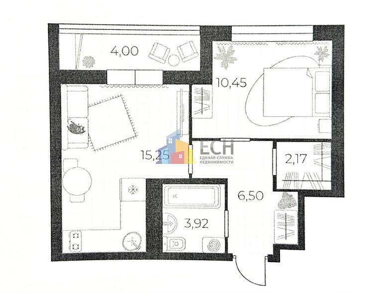 Продажа 1 комнатной квартиры, 42.82 м2, обл. Тульская, г. посёлок Петровский, Шоссейный проезд, 25к1 26