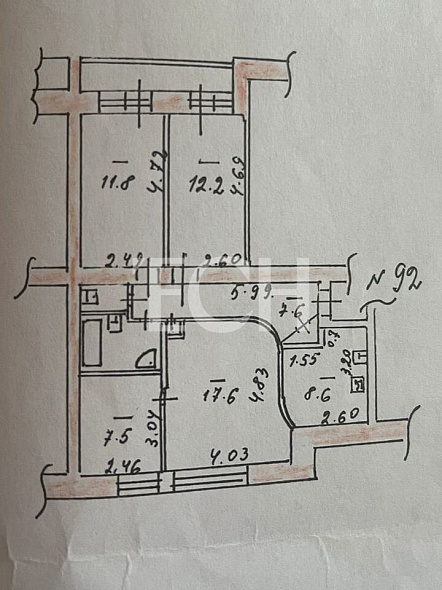 Многокомнатная квартира, 74 м2, обл. Тульская, г. Тула, Пушкинская улица, 57 9