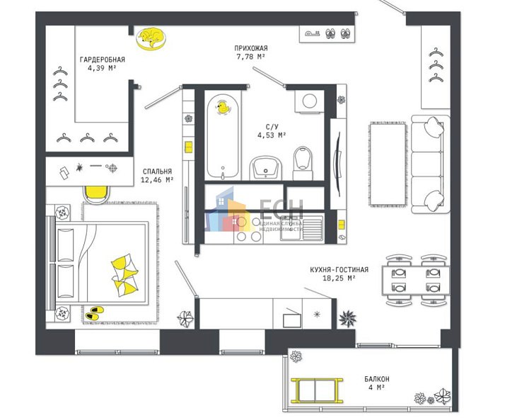 Продажа 2 комнатной квартиры, 51.41 м2, г. Тула, ул. Оборонная, д. 104 9