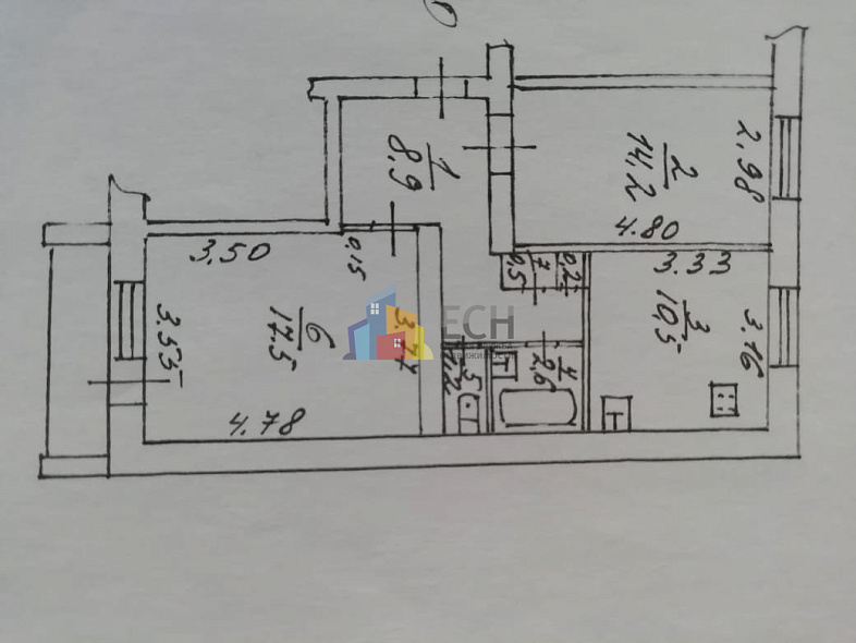 Продажа 2 комнатной квартиры, 55.6 м2, обл. Тульская, г. посёлок Косая Гора, улица Пушкина, 18 9