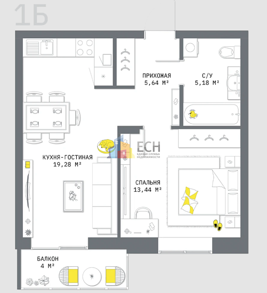 Продажа 1 комнатной квартиры, 49 м2, обл. Тульская, г. Тула, улица Некрасова, 2к1 2