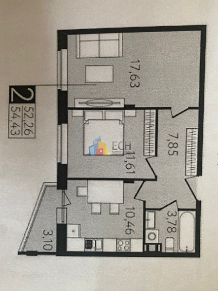 Продажа 2 комнатной квартиры, 54.43 м2, 300065, обл. Тульская, г. Тула, ул. Самоварная, д. 3 9