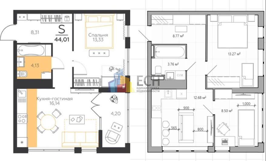 Продажа 1 комнатной квартиры, 44 м2, обл. Тульская, г. посёлок Молодёжный, улица Вадима Усова, 28 5