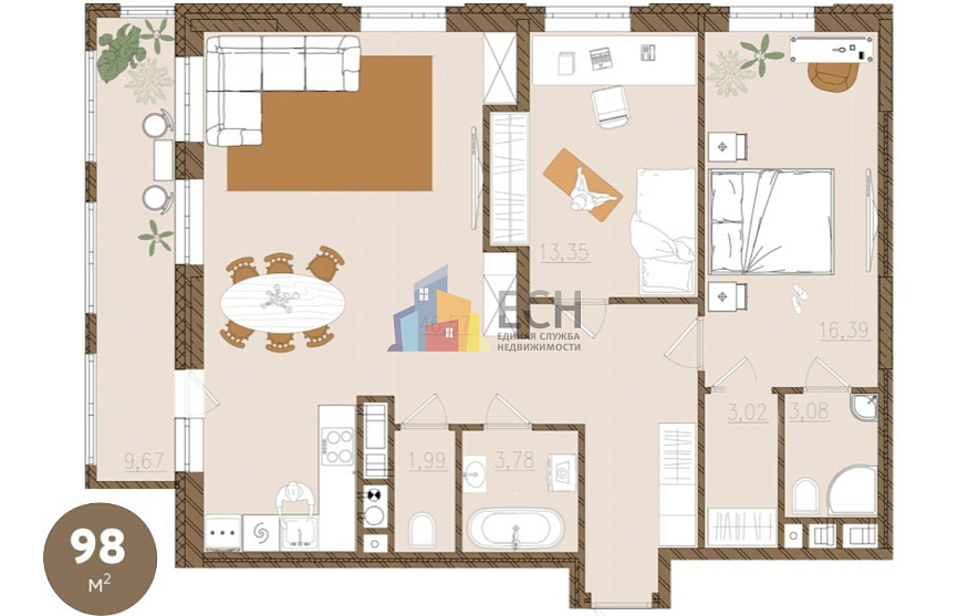Продажа 3 комнатной квартиры, 98.1 м2, обл. Тульская, г. Тула, Пушкинский проезд, 4В 19