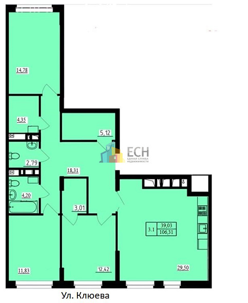Продажа 3 комнатной квартиры, 106.31 м2, обл. Тульская, г. Тула, переулок Шевченко, 3 19