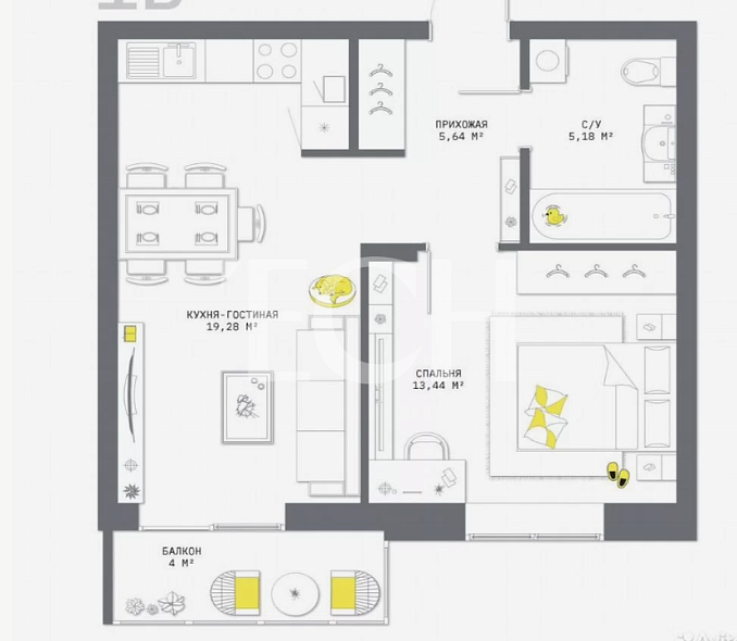 Продажа 1 комнатной квартиры, 47.5 м2, обл. Тульская, г. Тула, улица Некрасова, 2 6