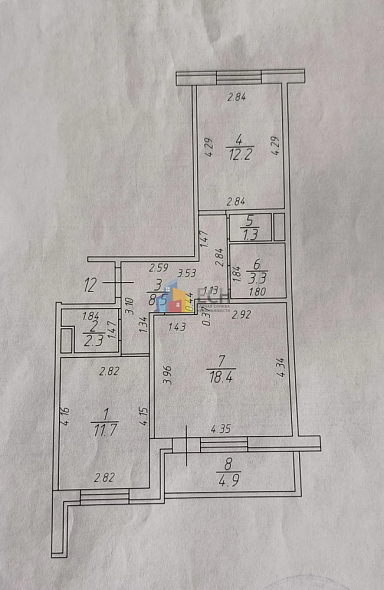 Продажа 2 комнатной квартиры, 62 м2, обл. Тульская, г. Тула, улица Ершова, 29 10