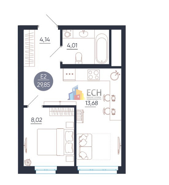 Продажа 1 комнатной квартиры, 27.3 м2, г. Тула, ул. Щегловская Засека, д. 4 5