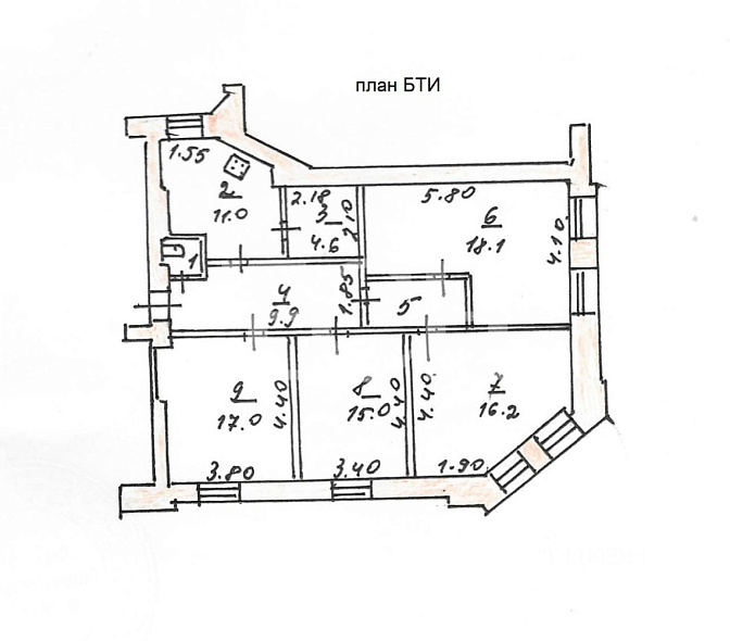Многокомнатная квартира, 98 м2, обл. Тульская, г. Тула, Гоголевская улица, 58 10