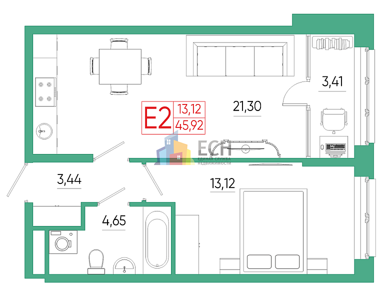 Продажа 1 комнатной квартиры, 44 м2, обл. Тульская, г. Тула, улица Сурикова, 22 18