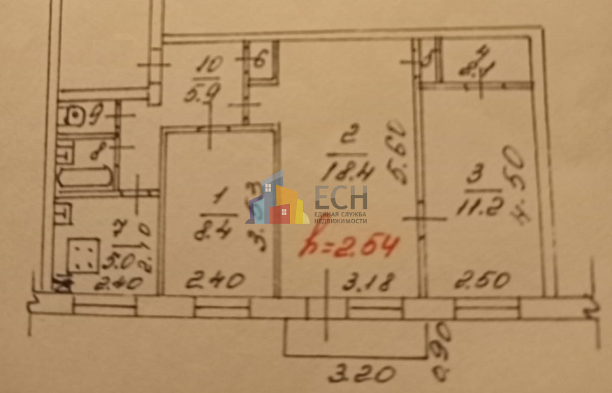 Продажа 3 комнатной квартиры, 55.4 м2, обл. Тульская, г. Новомосковск, улица Мира, 26 17