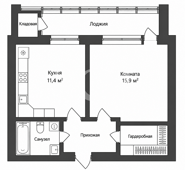 Продажа 1 комнатной квартиры, 38.2 м2, обл. Тульская, г. микрорайон Мясново, улица Болотова, 68А 19