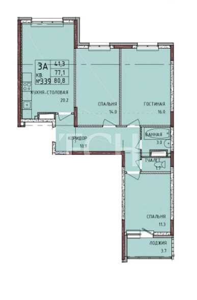 Продажа 3 комнатной квартиры, 79.1 м2, обл. Тульская, г. село Осиновая Гора, улица Аркадия Шипунова, 1 23