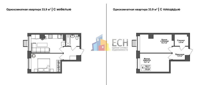 Продажа 1 комнатной квартиры, 33.7 м2, обл. Тульская, г. посёлок Горелки, Ключевая улица, 10 9