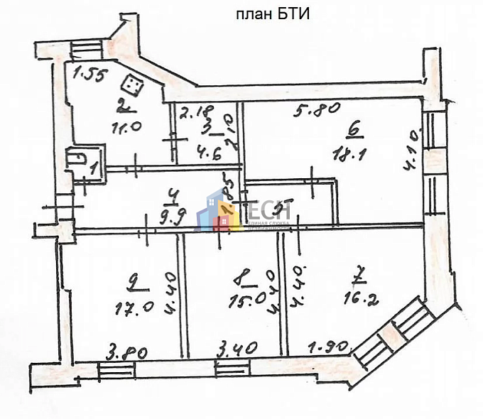 Продажа 4+ комнатной квартиры, 98 м2, обл. Тульская, г. Тула, проспект Ленина, 42 11