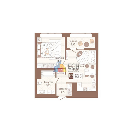 Продажа 1 комнатной квартиры, 39.53 м2, обл. Тульская, г. Тула, ЖК Кулик 