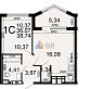 Продажа 1 комнатной квартиры, 38 м2, г. Тула, ш. Венёвское, д. 55, 1 этап 11