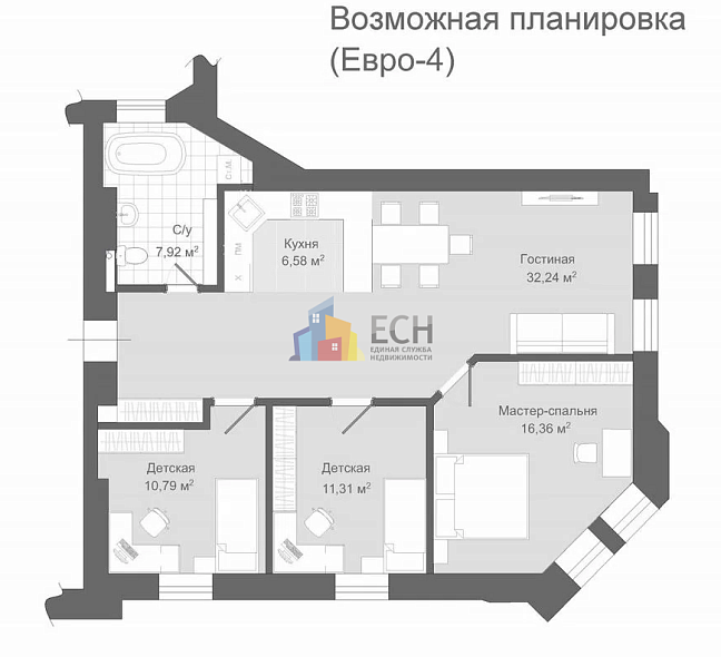 Продажа 4+ комнатной квартиры, 98 м2, обл. Тульская, г. Тула, проспект Ленина, 42 9