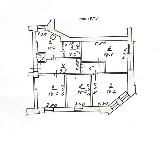 Многокомнатная квартира, 98 м2, обл. Тульская, г. Тула, Гоголевская улица, 58 10