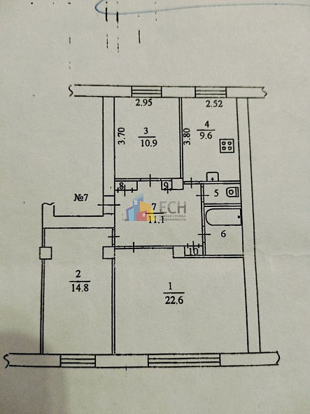 Продажа 3 комнатной квартиры, 76 м2, обл. Тульская, г. Тула, улица Болдина, 102 8