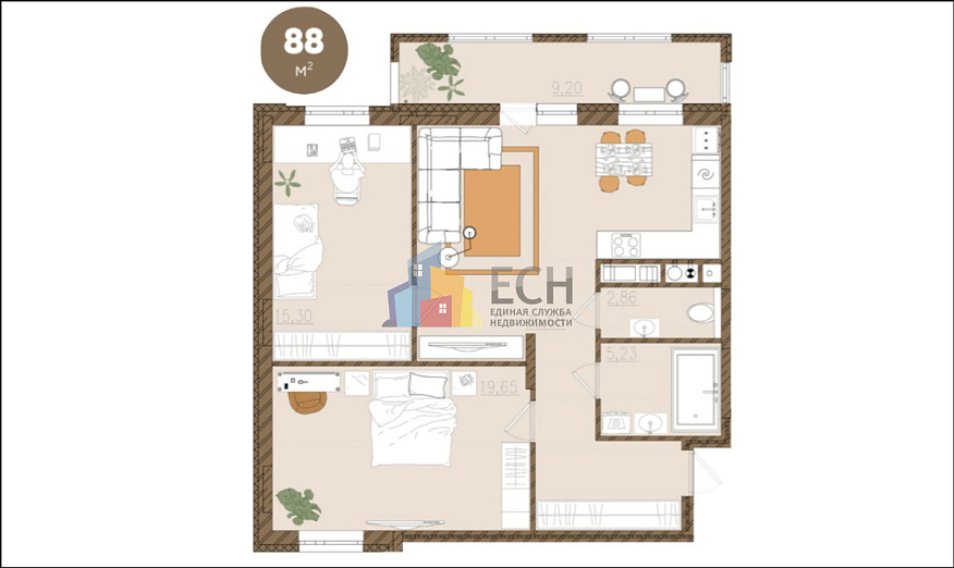 Продажа 2 комнатной квартиры, 86.9 м2, обл. Тульская, г. Тула, Пушкинский проезд, 4В 8