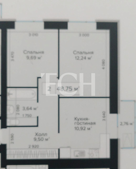 Продажа 2 комнатной квартиры, 48.75 м2, обл. Тульская, г. Тула, Новомедвенский проезд, 6А 19