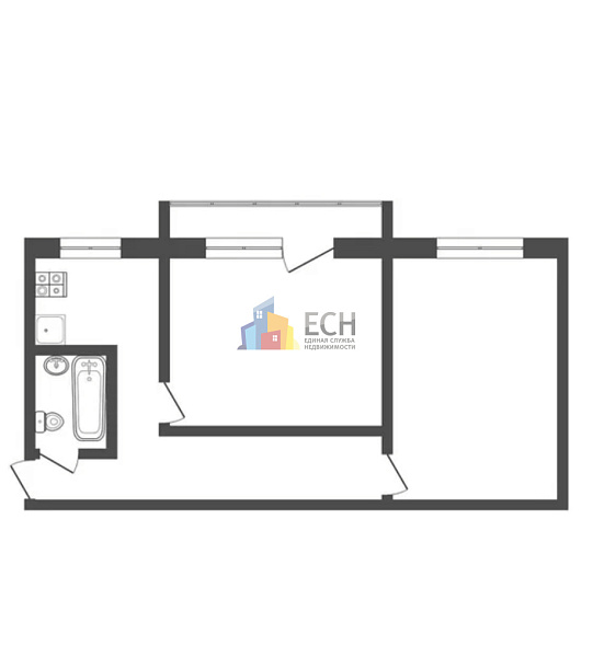 Продажа 2 комнатной квартиры, 44.5 м2, обл. Тульская, г. посёлок Хомяково, Хомяковская улица, 4 6