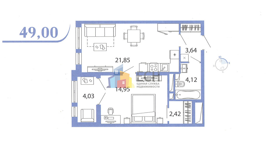 Продажа 1 комнатной квартиры, 46.5 м2, обл. Тульская, г. Тула, Путейская улица, 11 4