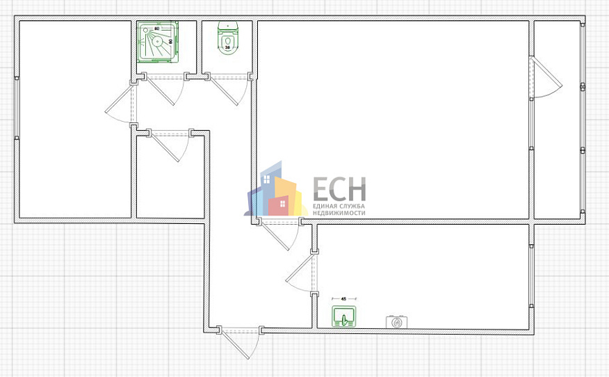 Продажа 2 комнатной квартиры, 52.6 м2, Тульская область, рабочий посёлок Новогуровский, улица Мира, 6 16
