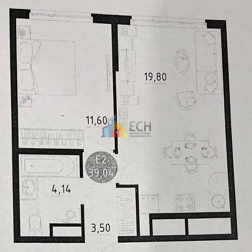 Продажа 1 комнатной квартиры, 39.04 м2, г. Тула, ул. Генерала Маргелова, поз. 1 