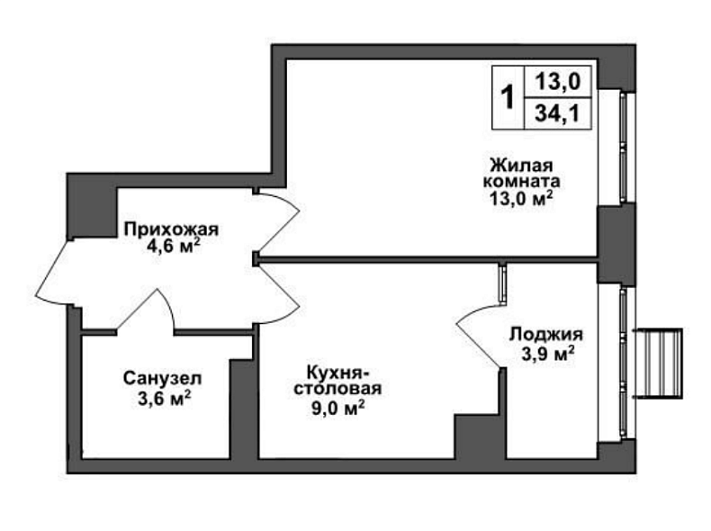 Продажа 1 комнатной квартиры, 34.1 м2, обл. Тульская, г. посёлок Горелки, Ключевая улица, 4 10