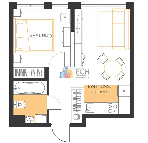 Продажа 1 комнатной квартиры, 34.1 м2, обл. Тульская, г. посёлок Молодёжный, улица Вадима Усова, 29 8