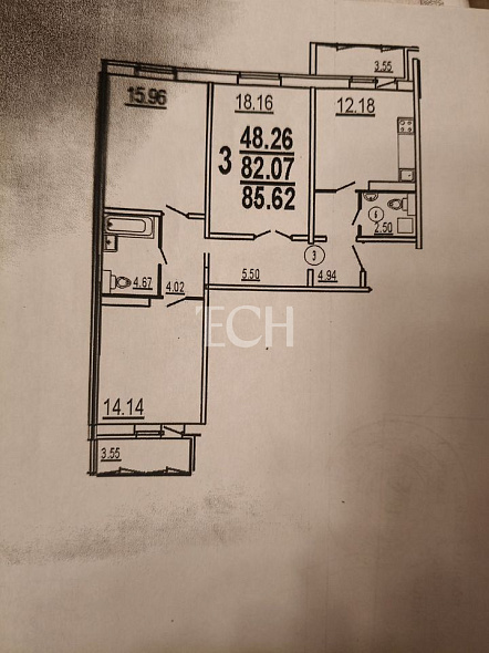 Продажа 3 комнатной квартиры, 82.9 м2, обл. Тульская, г. Тула, улица Вильямса, 12А 25