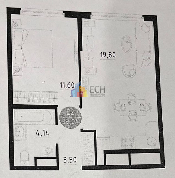 Продажа 1 комнатной квартиры, 39.04 м2, г. Тула, ул. Генерала Маргелова, поз. 1 2