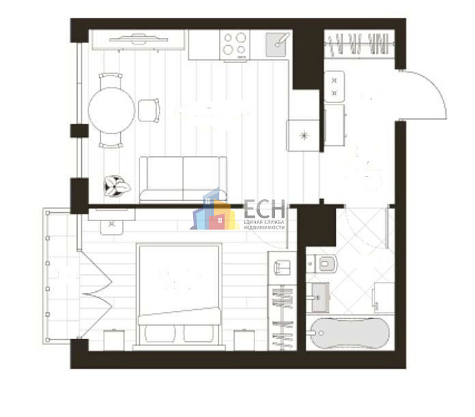 Продажа 1 комнатной квартиры, 34.8 м2, обл. Тульская, г. посёлок Молодёжный, улица Вадима Усова, 23 12