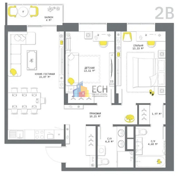 Продажа 2 комнатной квартиры, 74 м2, обл. Тульская, г. Тула, улица Некрасова, 2 19