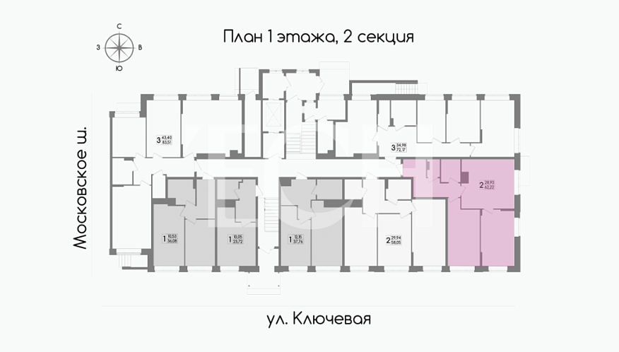 Продажа 2 комнатной квартиры, 61.4 м2, обл. Тульская, г. Тула, улица Лётчика Мосолова, 3 1