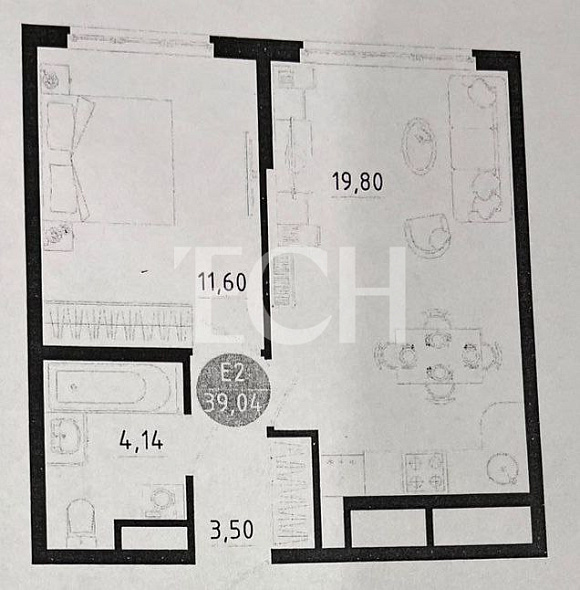 Продажа 1 комнатной квартиры, 39.04 м2, г. Тула, ул. Генерала Маргелова, поз. 1 2