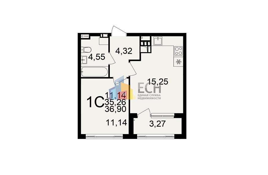 Продажа 1 комнатной квартиры, 36 м2, обл. Тульская, г. Тула, Самоварная улица, 9 10